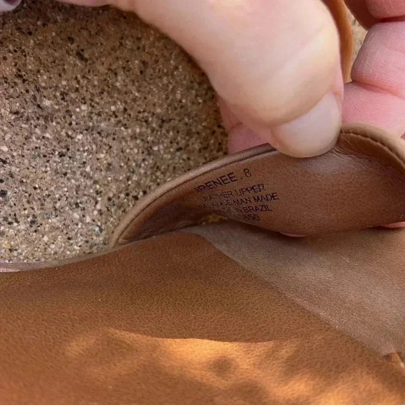 Steve Madden Irenee Block Leather Heels Sandals Ankle Strap Open Toe Neutral 8 - Picture 8 of 9